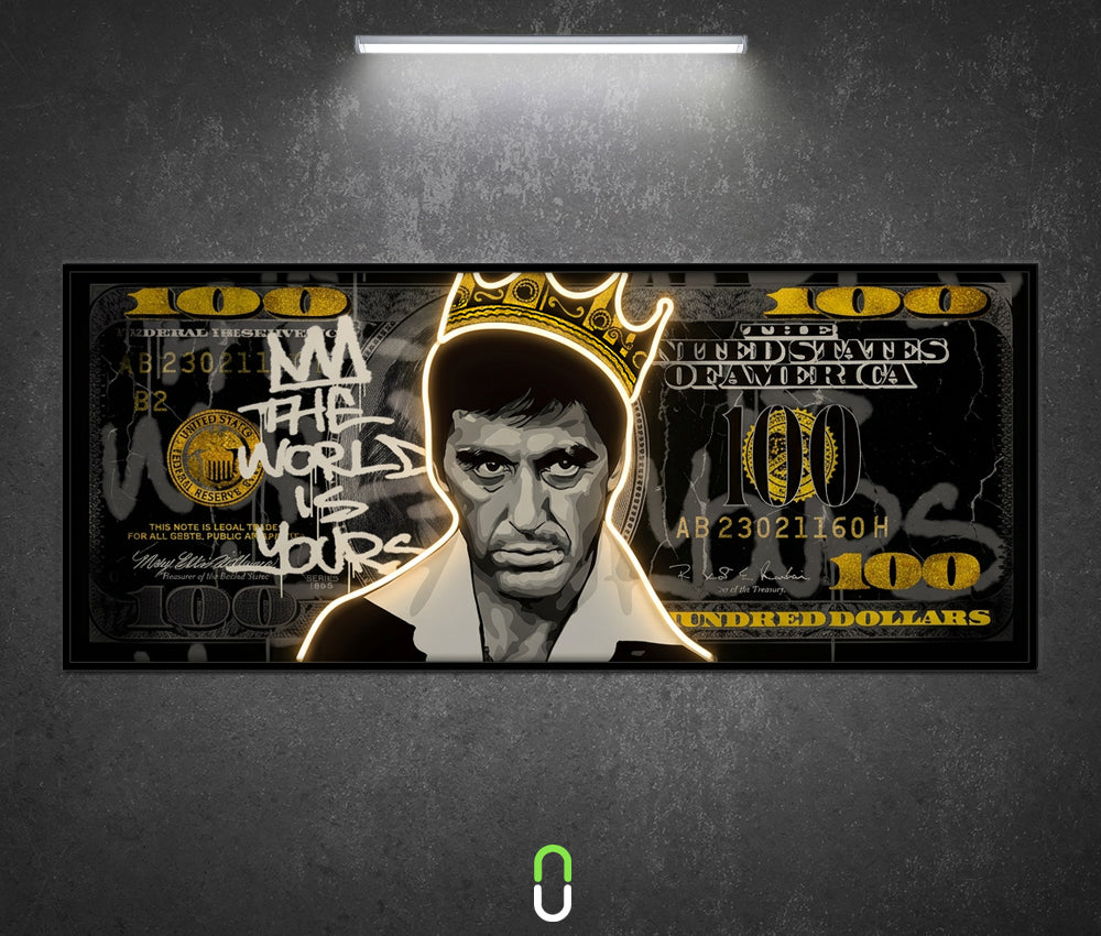 Tableau Néon Rétroéclairé — World Is Yours (Scarface) Avec LED