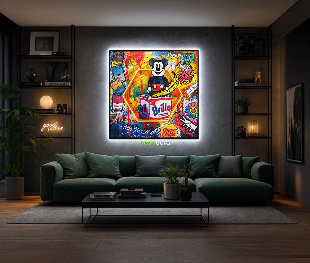 Tableau Néon Rétroéclairé — Mickey Warhol Vibes