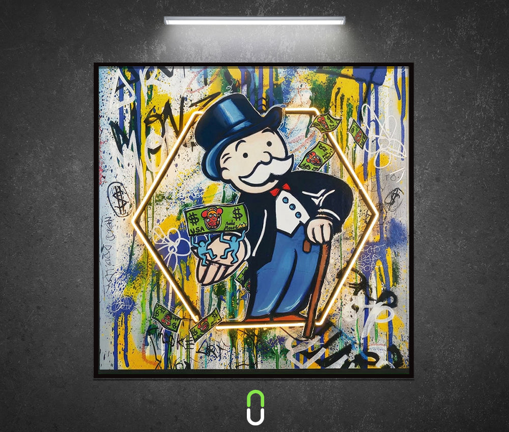Tableau Néon Rétroéclairé — Money Art Monopoly Avec LED