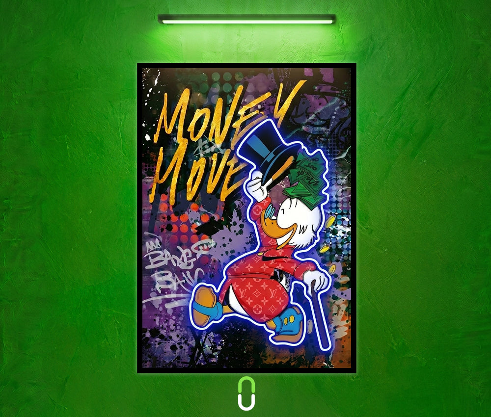 Tableau Néon Rétroéclairé — Money Move King Avec LED