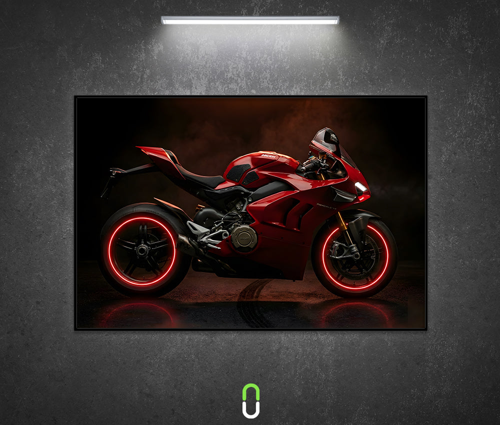 Tableau Néon Rétroéclairé — Ducati Panigale V4 Rosso Avec LED