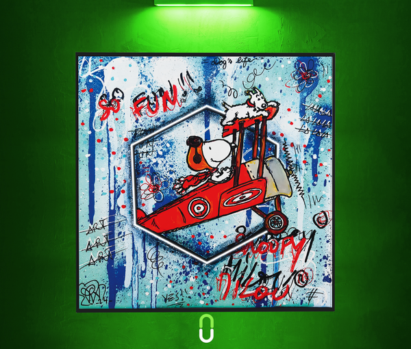 Tableau Néon Rétroéclairé — Snoopy Sky Fun