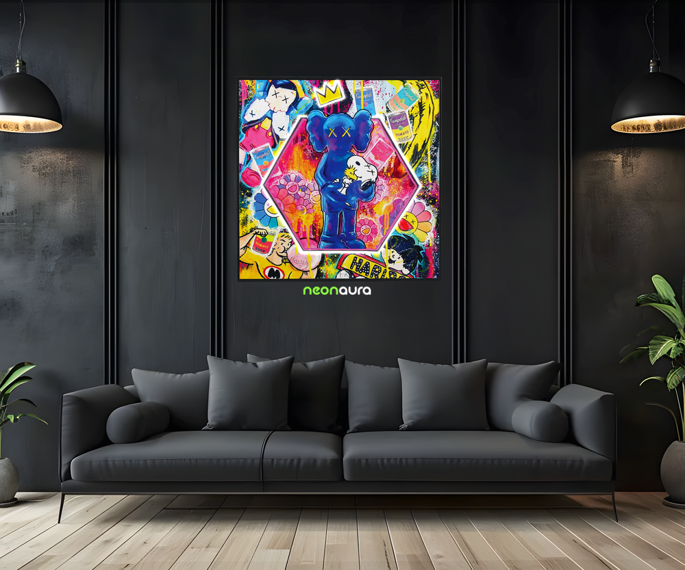 Tableau Néon Rétroéclairé — Kaws Candy Dreams Avec LED