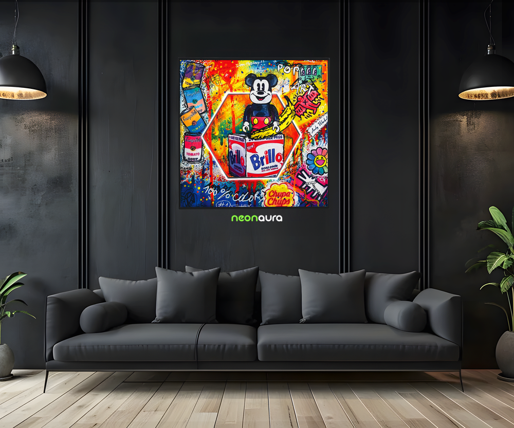 Tableau Néon Rétroéclairé — Mickey Warhol Vibes Avec LED