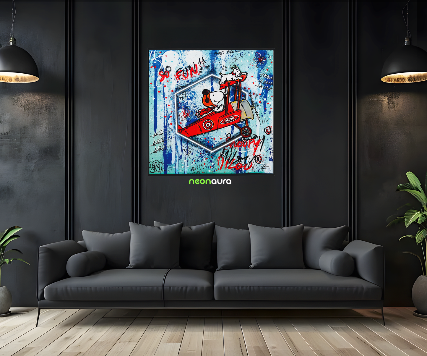 Tableau NÉON - Snoopy Sky Fun