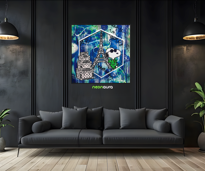 Tableau NÉON - Snoopy à Paris