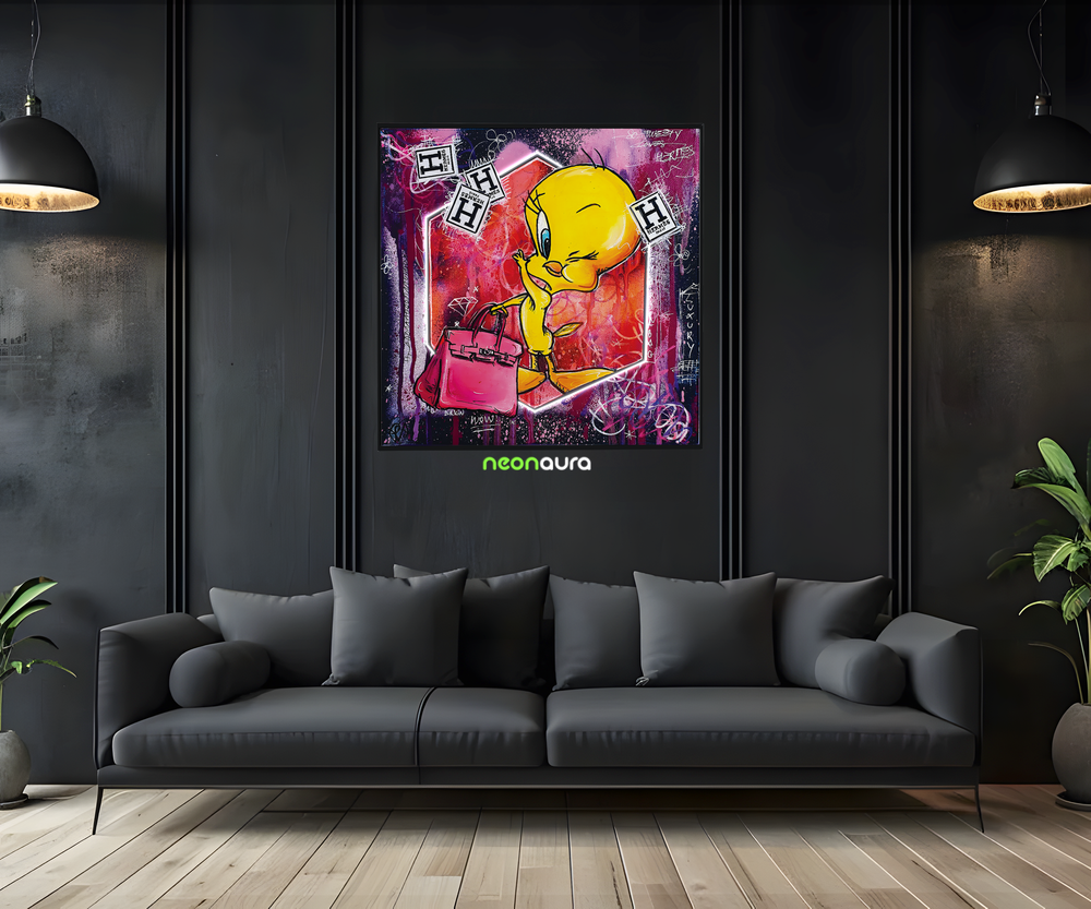 Tableau Néon Rétroéclairé — Tweety Love Hermès Avec LED