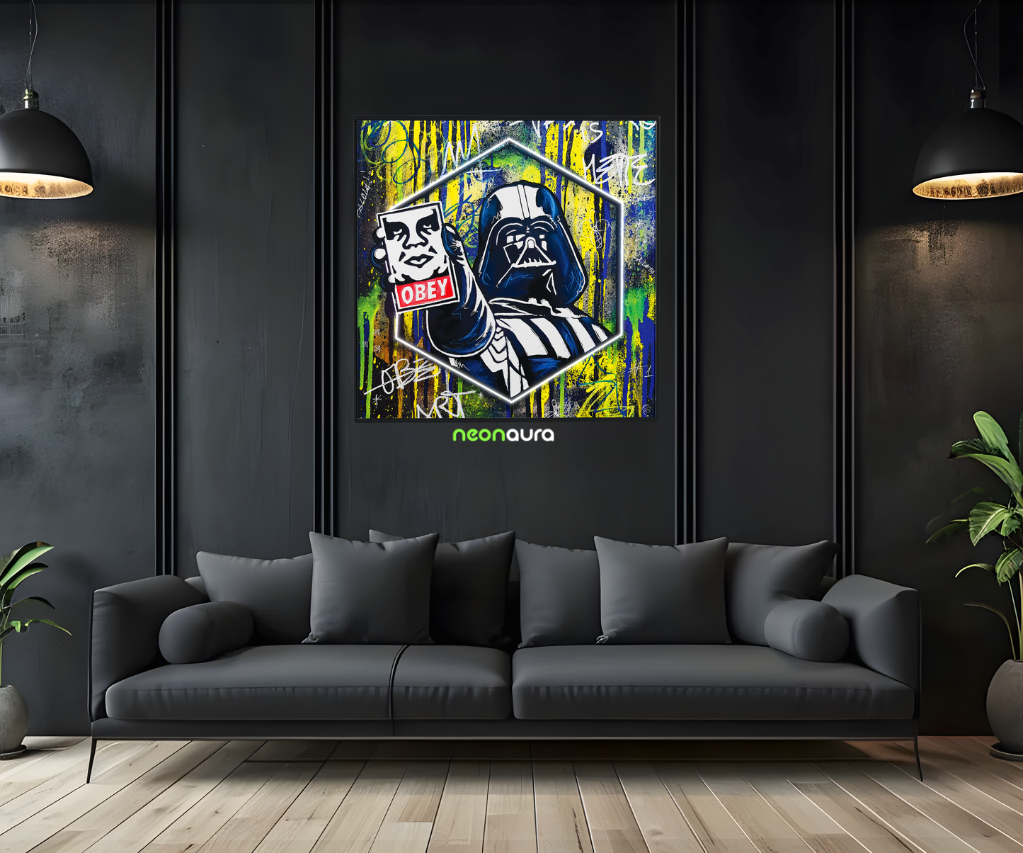 Tableau NÉON - Vader Obey Force
