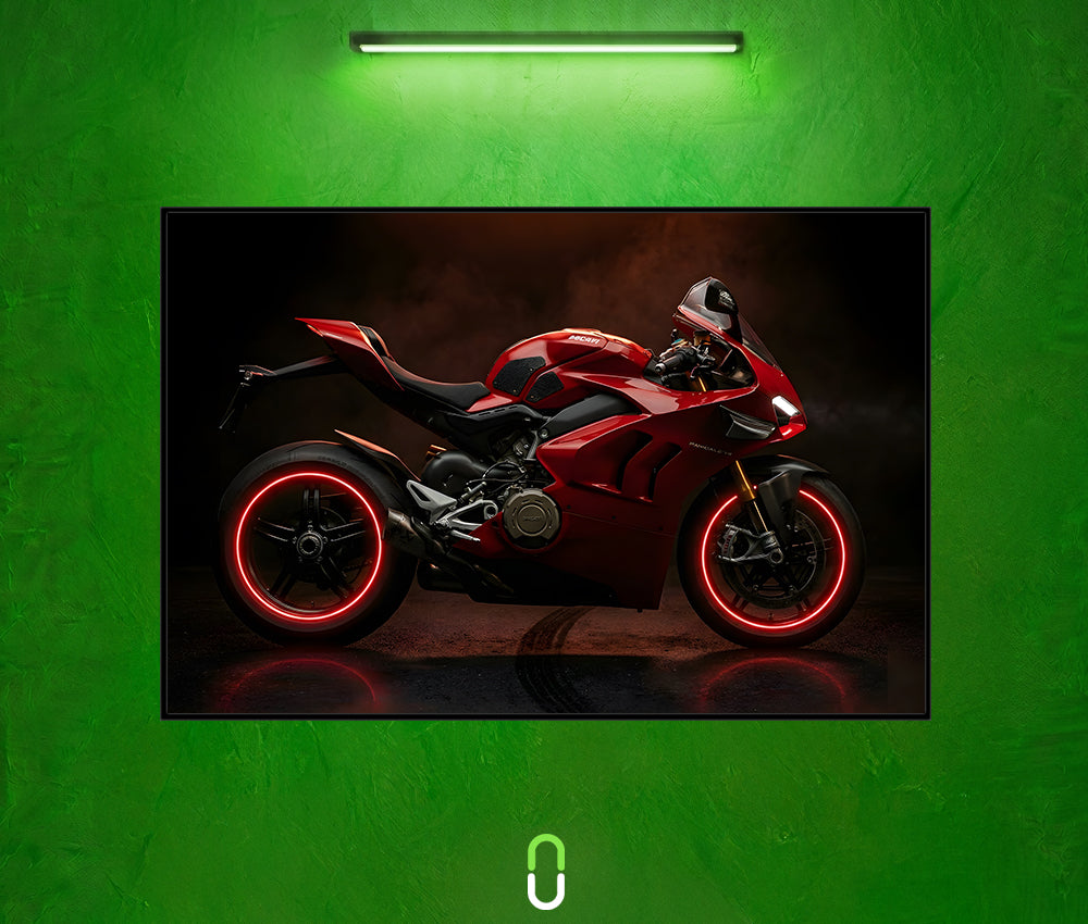 Tableau Néon Rétroéclairé — Ducati Panigale V4 Rosso