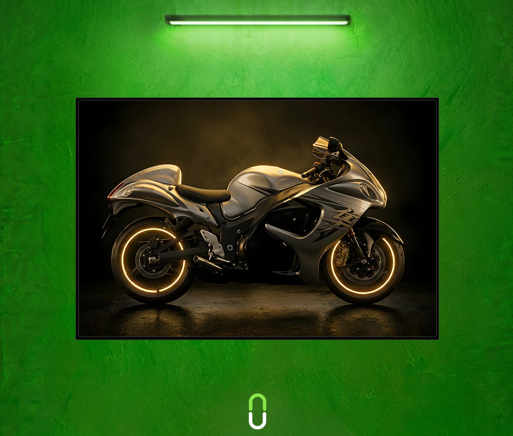 Tableau Néon Rétroéclairé — Suzuki Hayabusa Gold Edition Avec LED
