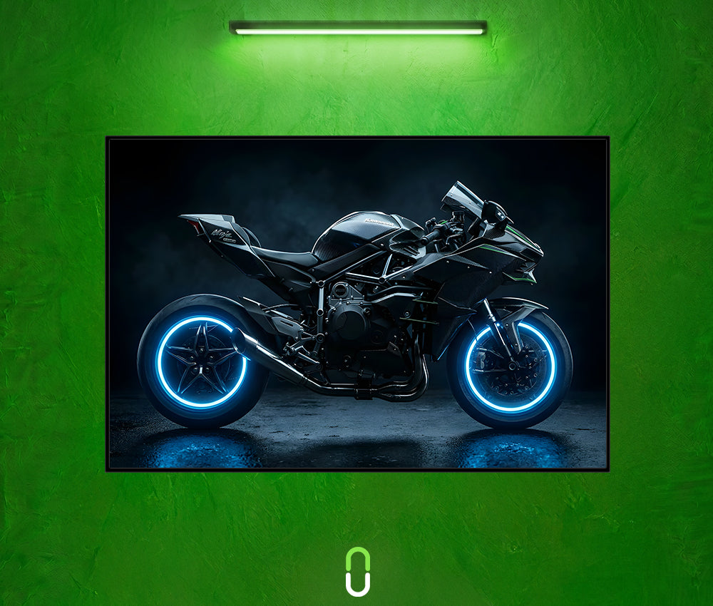 Tableau Néon Rétroéclairé — Kawasaki Ninja H2 Dark Knight Avec LED