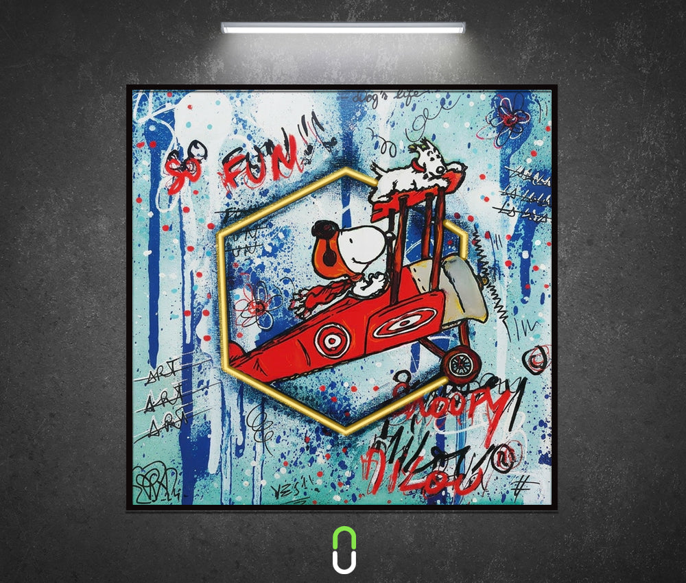 Tableau Néon Rétroéclairé — Snoopy Sky Fun