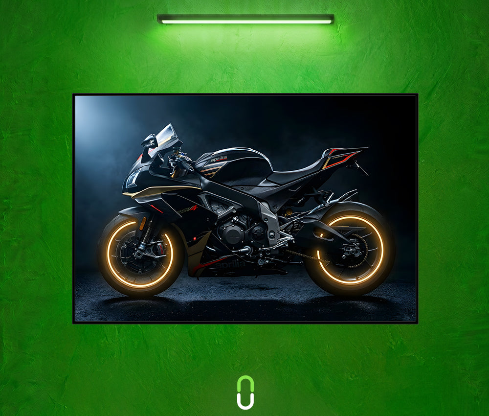 Tableau Néon Rétroéclairé — Aprilia RSV4 Black Edition